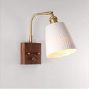 Minimalist Japanese wall light in wood and vintage glass