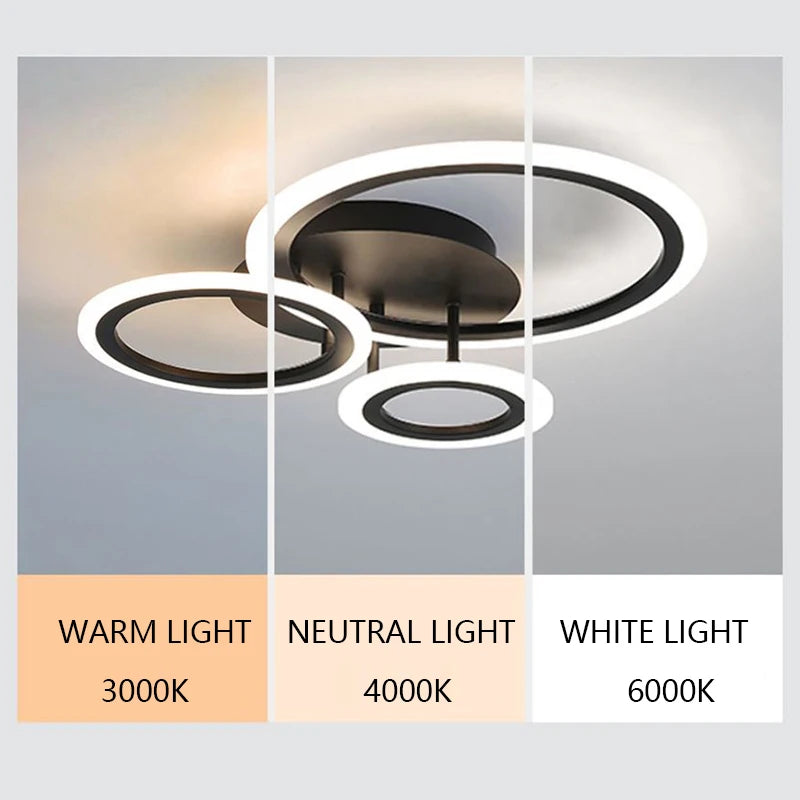 Plafonnier LED noir moderne éclairage de plafond - vue 3 sur 11