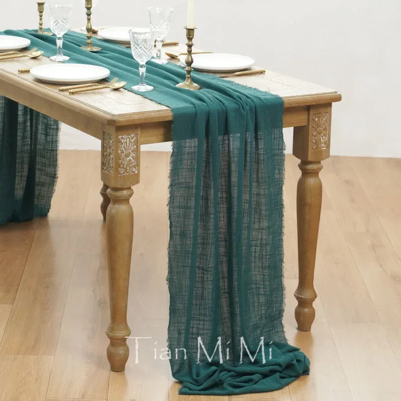 Chemin de table coton gaze style vintage mariage - vue 7 sur 29