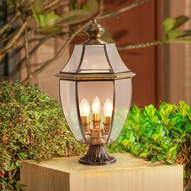 lampe de jardin classique en laiton éclairage extérieur étanche rétro - vue 2 sur 8