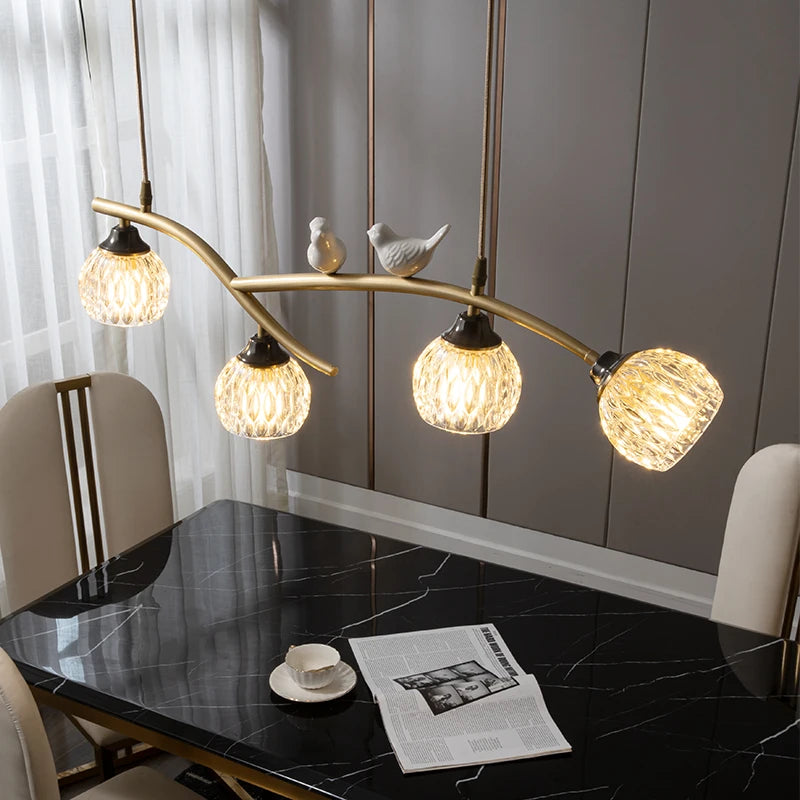 lustre led oiseau créatif en cuivre pour maison et restaurant