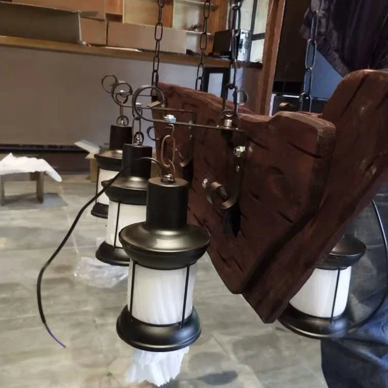 suspension en bois rétro nordique pour ambiance industrielle et art déco - vue 6 sur 7