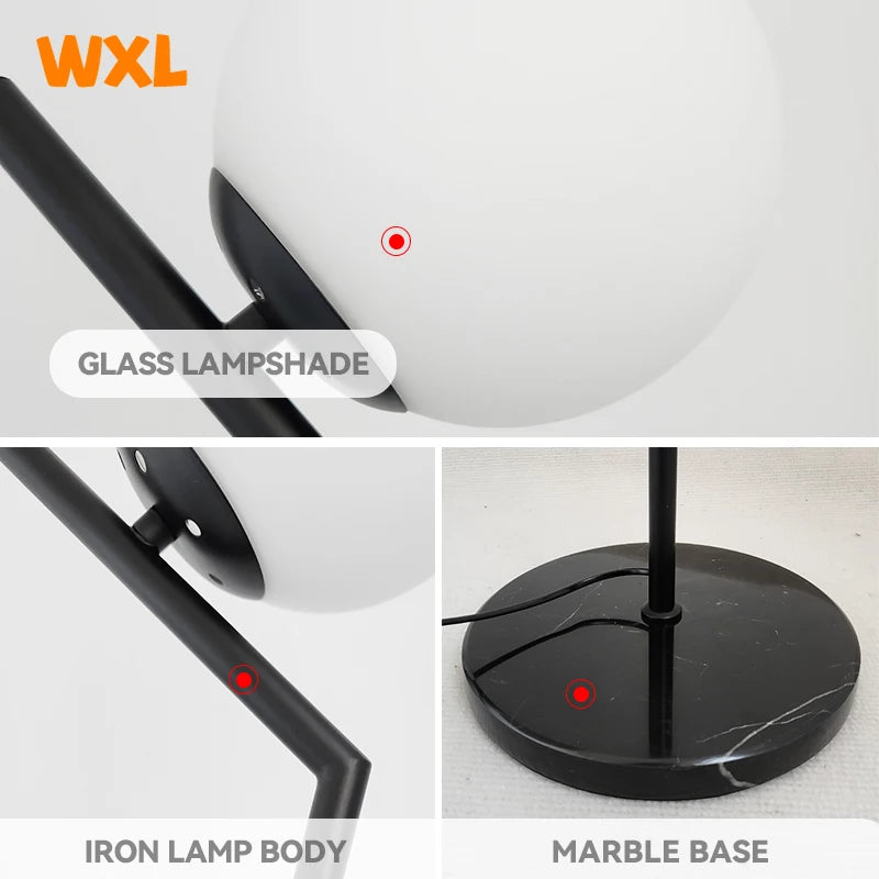 lampadaire led moderne en fer et verre nordique pour décoration intérieure - vue 5 sur 8