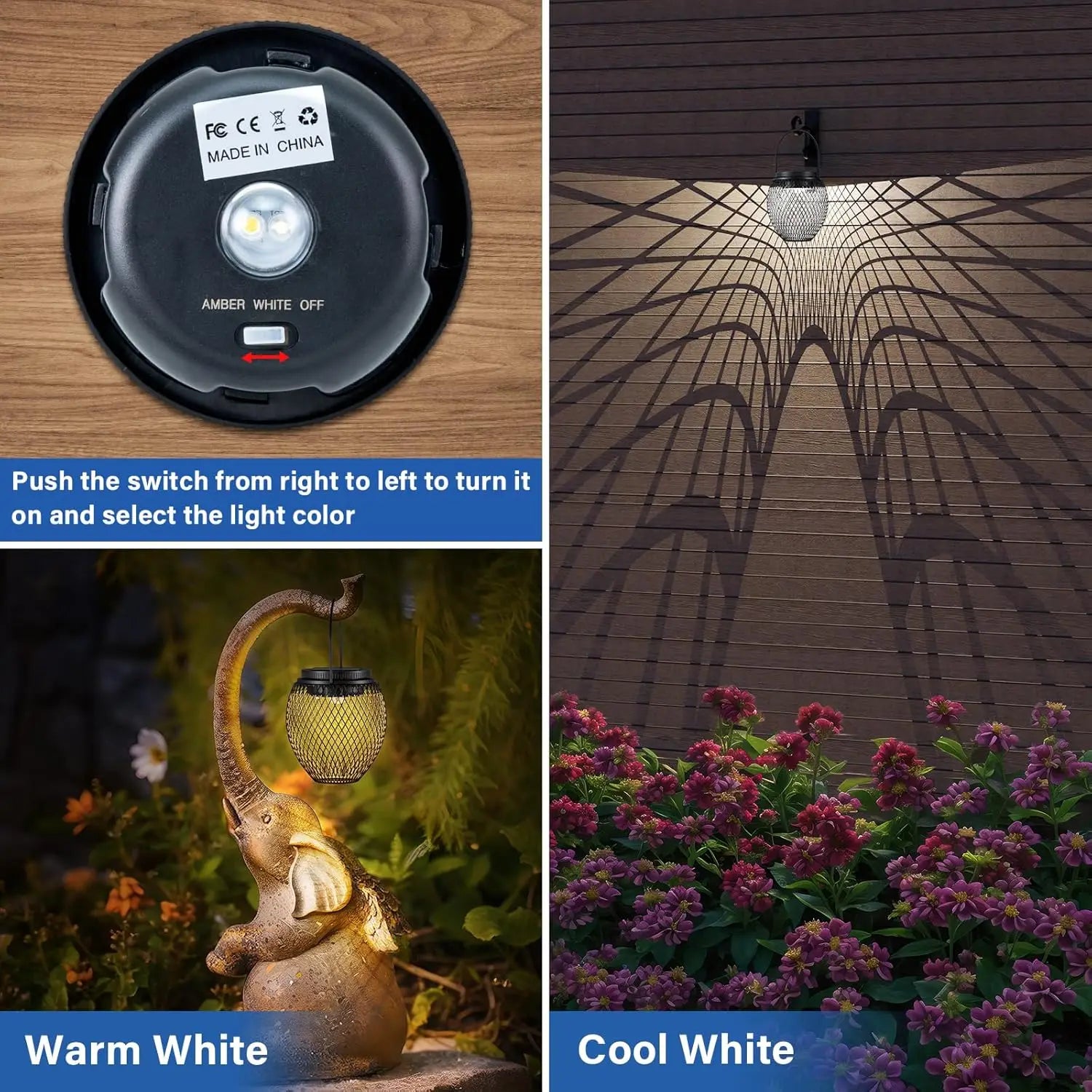 lanterne solaire décorative en métal pour extérieur suspendue - vue 5 sur 7