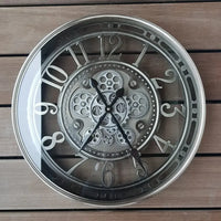 horloge murale industrielle en métal avec engrenages mobiles décorative