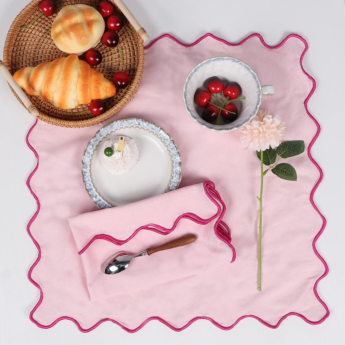 Serviette de table lot 4 coton lin style washa - vue 6 sur 7