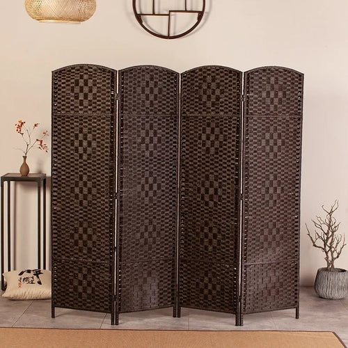 Rattan Baffle Screen, Antique Straw Handmade Living Room Partition Entrance Folding Screen, Restaurant Indoor Classical Screen - vue 6 sur 12