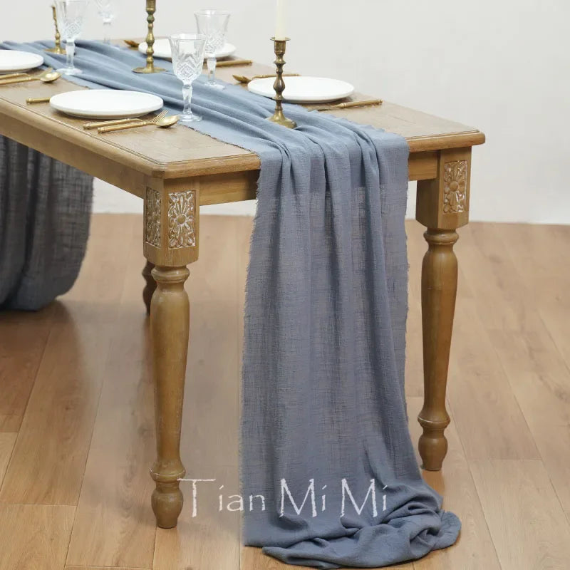 Chemin de table coton gaze style vintage mariage - vue 13 sur 29