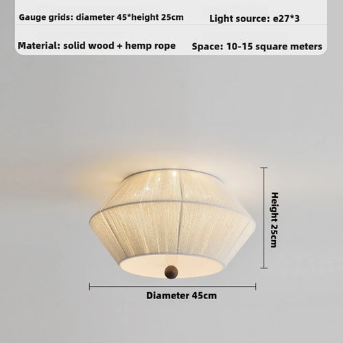 suspension moderne en bois et corde de chanvre pour intérieur élégant