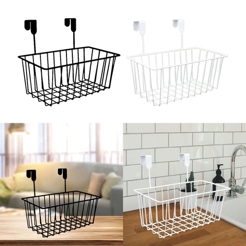 over the closet door, organizer, basket, grid, storage baskets with hooks, wire - vue 4 sur 8