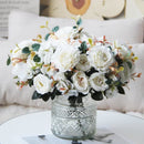 bouquet de pivoines roses en soie pour décoration intérieure
