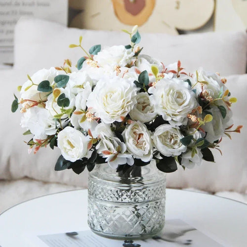 bouquet de pivoines roses en soie pour décoration intérieure