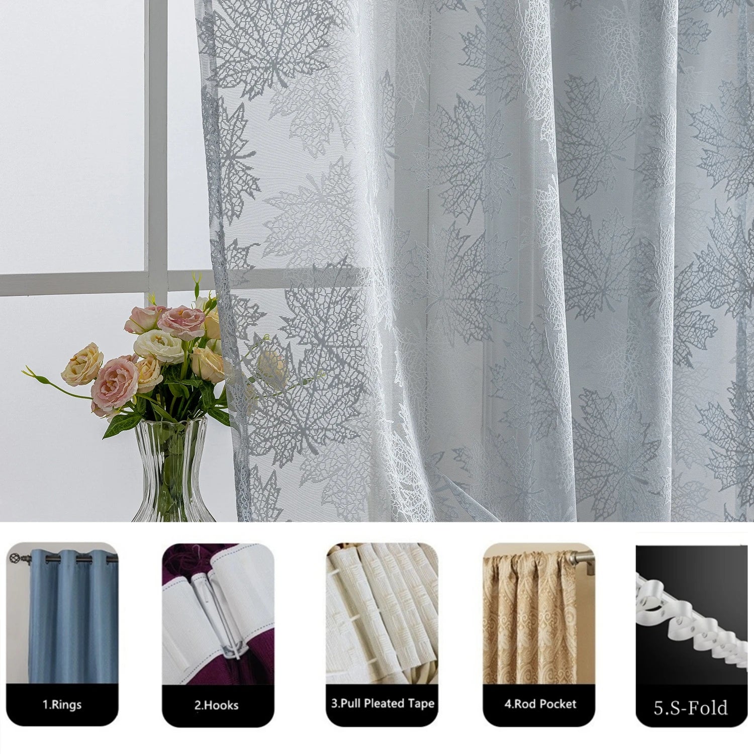 Voilage tulle sur mesure style moderne salon chambre - vue 5 sur 7