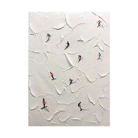 Custom Hand-painted Oil Painting Skiing, White Snow Scene, Living Room Decorative Painting Abstract Knife Painting Thick Texture