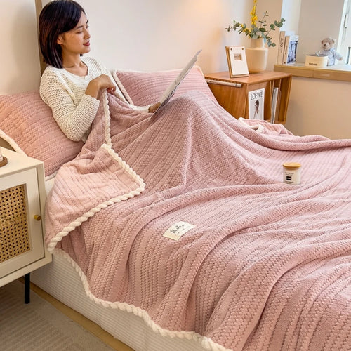 Plaid polaire doux tricoté pour canapé et chambre