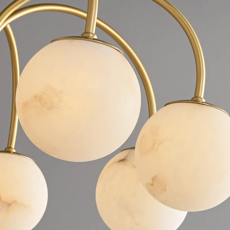 suspension moderne en cuivre et marbre naturel pour un éclairage luxueux - vue 6 sur 8