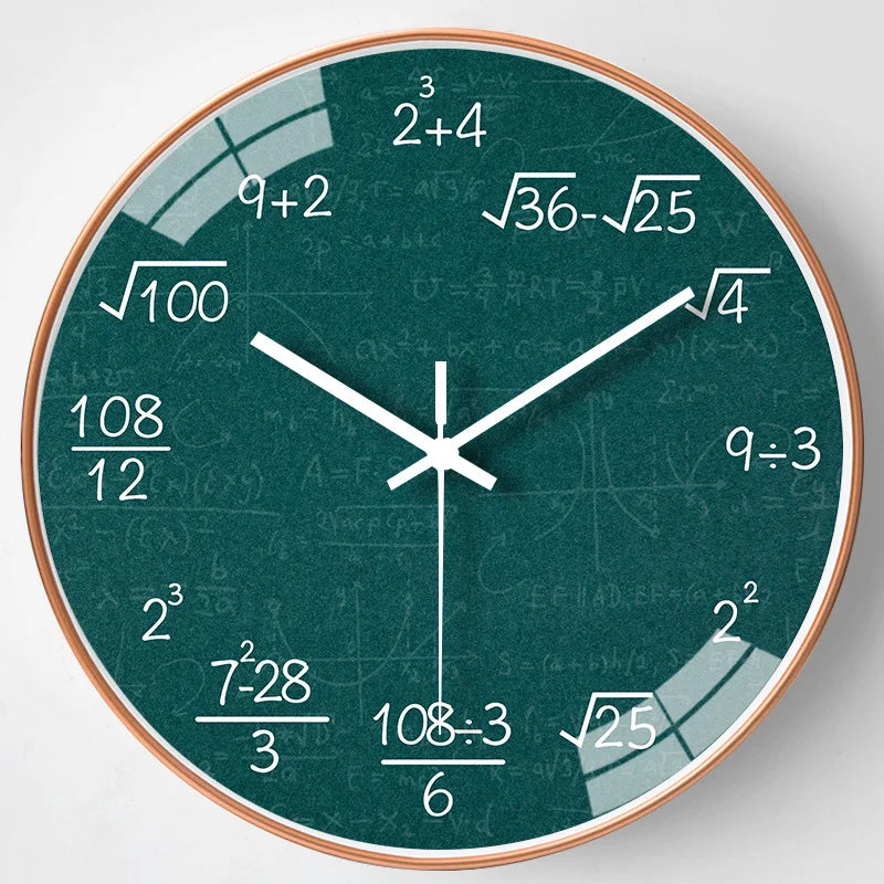 horloge murale mathématiques tableau noir décoration scolaire enfants - vue 10 sur 11