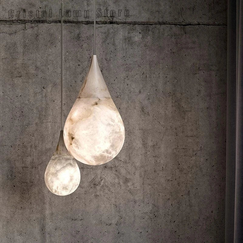Design américain postmoderne albâtre goutte de pluie suspension éclairage style minimaliste éclairage pour chambres et restaurants - vue 6 sur 8