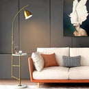 Nordic design gold shelf floor lamp with marble side table for living room, bedroom or office