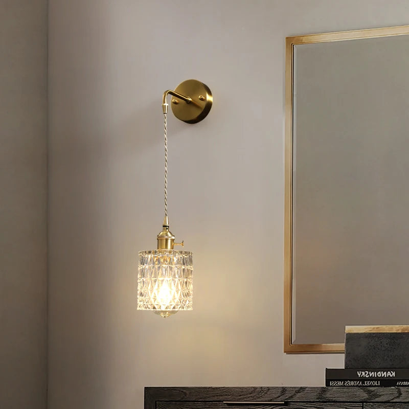 applique murale nordique en laiton avec miroir de cristal - vue 7 sur 13