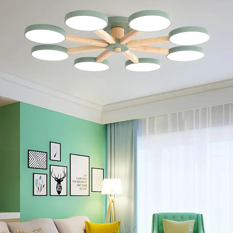 plafonnier moderne en bois à éclairage led pour décoration intérieure - vue 5 sur 15