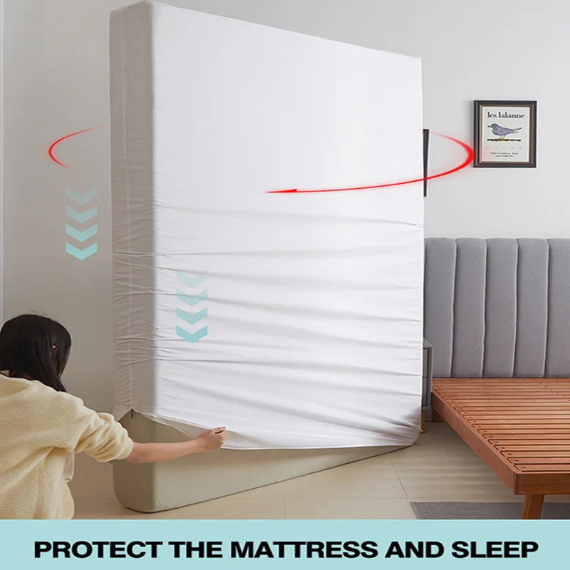 Waterproof Mattress Protector with Zipper Soft & Breathable Noiseless Mattress Cover for Single or Double Bed, Queen/King Size - vue 5 sur 8