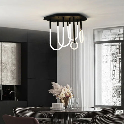 Nordic style minimalist line combination dimmable LED chandelier