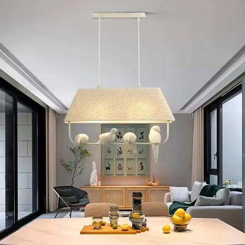 lustre créatif avec 3-4 têtes d'oiseau en tissu pour décoration - vue 5 sur 6