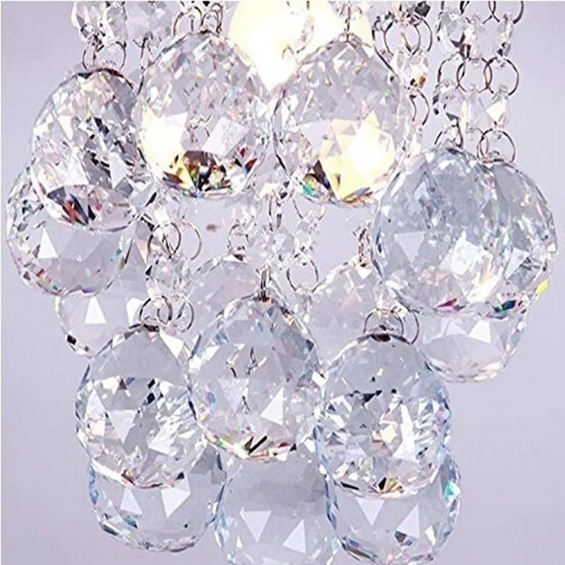 lustre moderne led boule de cristal luminaire suspension plafonnier - vue 4 sur 6