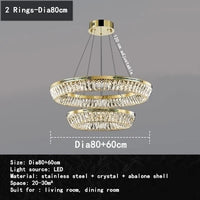 lustre moderne en cristal et cuivre trois couches éclairage intérieur