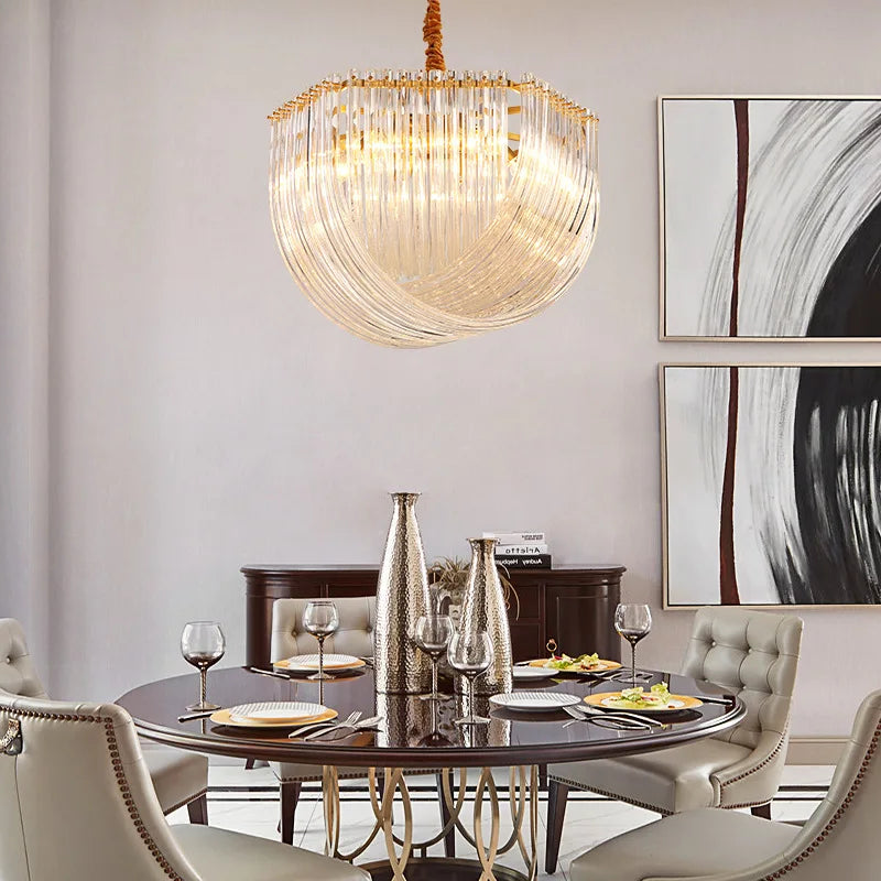 lustre led en verre design moderne pour restaurant ou hôtel - vue 6 sur 14