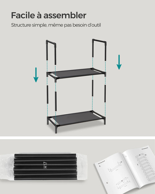 SONGMICS Shoe Rack, 10 Tiers, Narrow Shoe Rack, 28 x 45 x 173 cm, Metal Frame, Non-Woven Fabric Shelves, Hallway, Bedroom - vue 5 sur 7