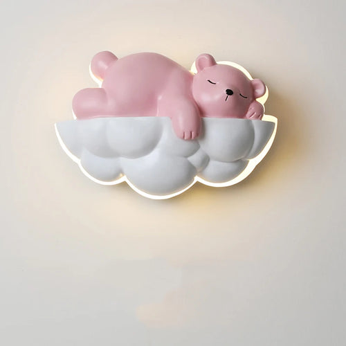 Ours polaire lumière dessin animé enfants appliques murales pour chevet télécommande gradation chambre lampe de nuit pour chambre d'enfant princesse - vue 2 sur 9