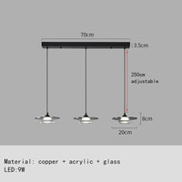 suspension led en verre et cuivre design moderne avec cordon réglable