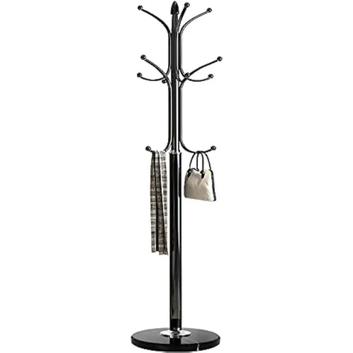 Metal Coat Rack Stand with Natural Marble Base, Free Standing Hall Tree with 12 Hooks for Hanging Scarf, Bag, Jacket - vue 2 sur 8