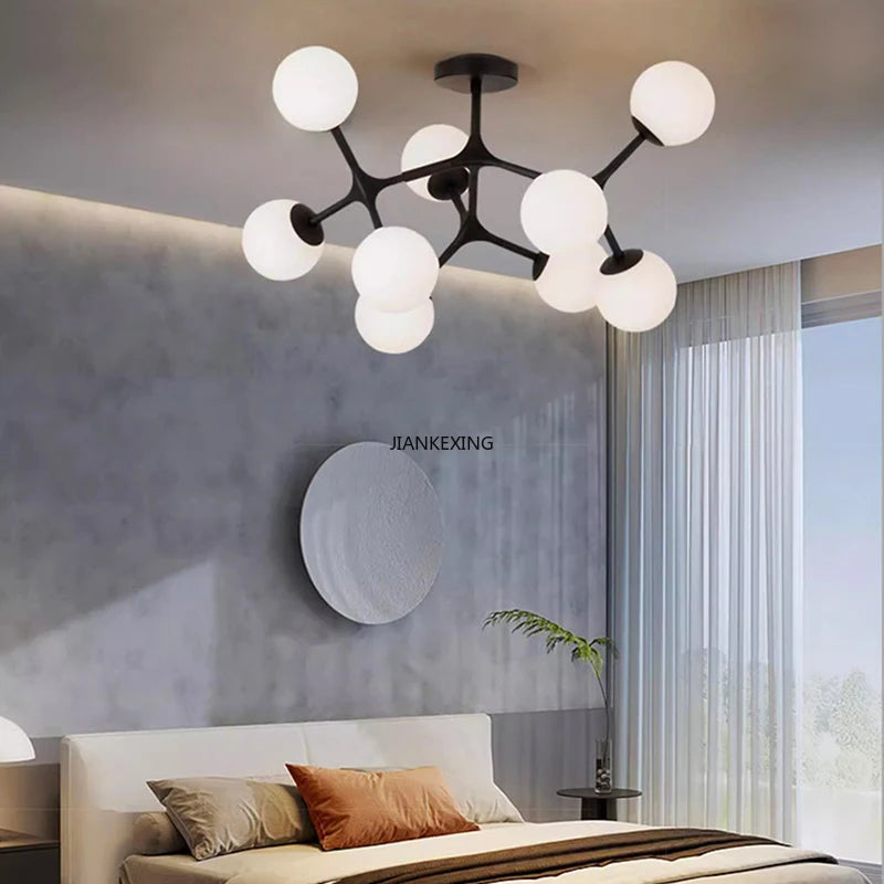 lustre suspension en boule de verre pour décoration maison