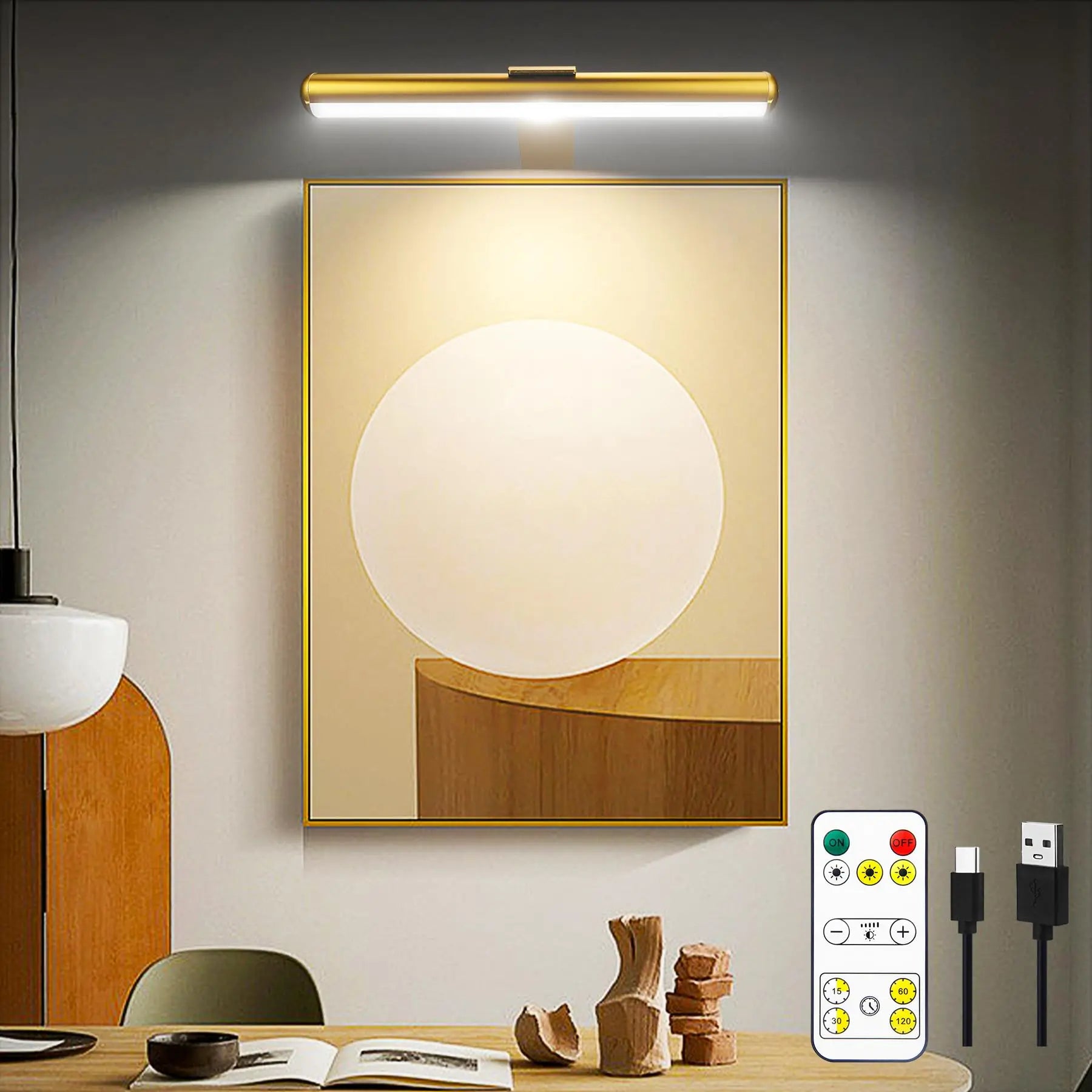 lumière murale led rechargeable pour peintures et jeu de fléchettes - vue 5 sur 9