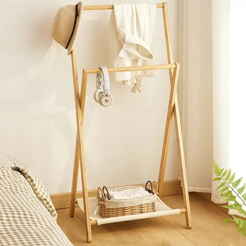 porte-manteau pliable avec étagère de rangement multifonctionnel - vue 3 sur 10