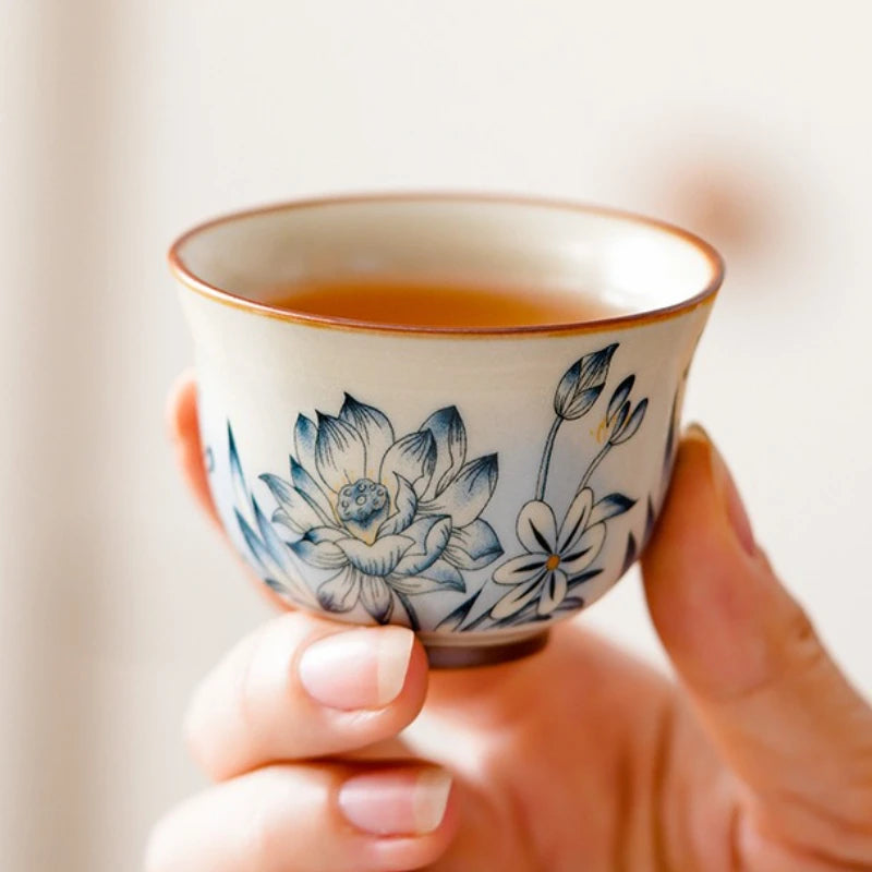 Tasse à thé lotus céramique style chinois méditation