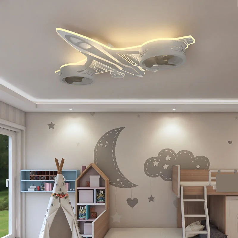 SANDYHA moderne avion Ventilador Mando plafonniers ventilateurs chambre d'enfants chambre décor à la maison Lampadario Luminaires Suspendus - vue 5 sur 7