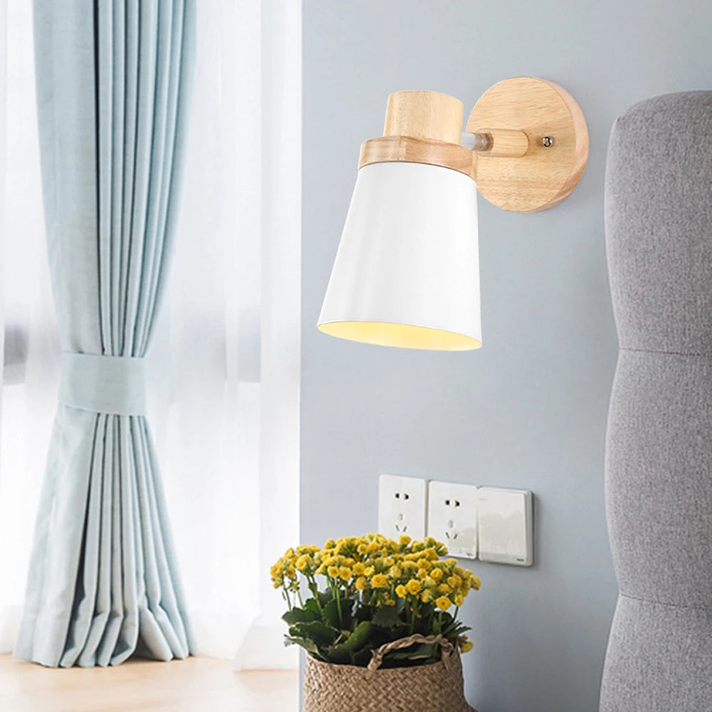 Modern minimalist nordic solid wood wall light - vue 4 sur 11