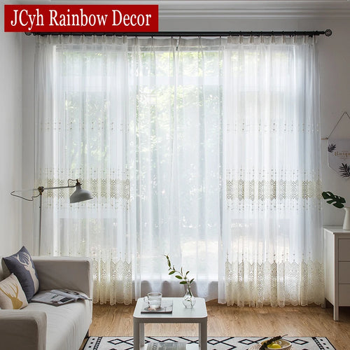 Voilage brodé en tulle élégant pour salon chambre