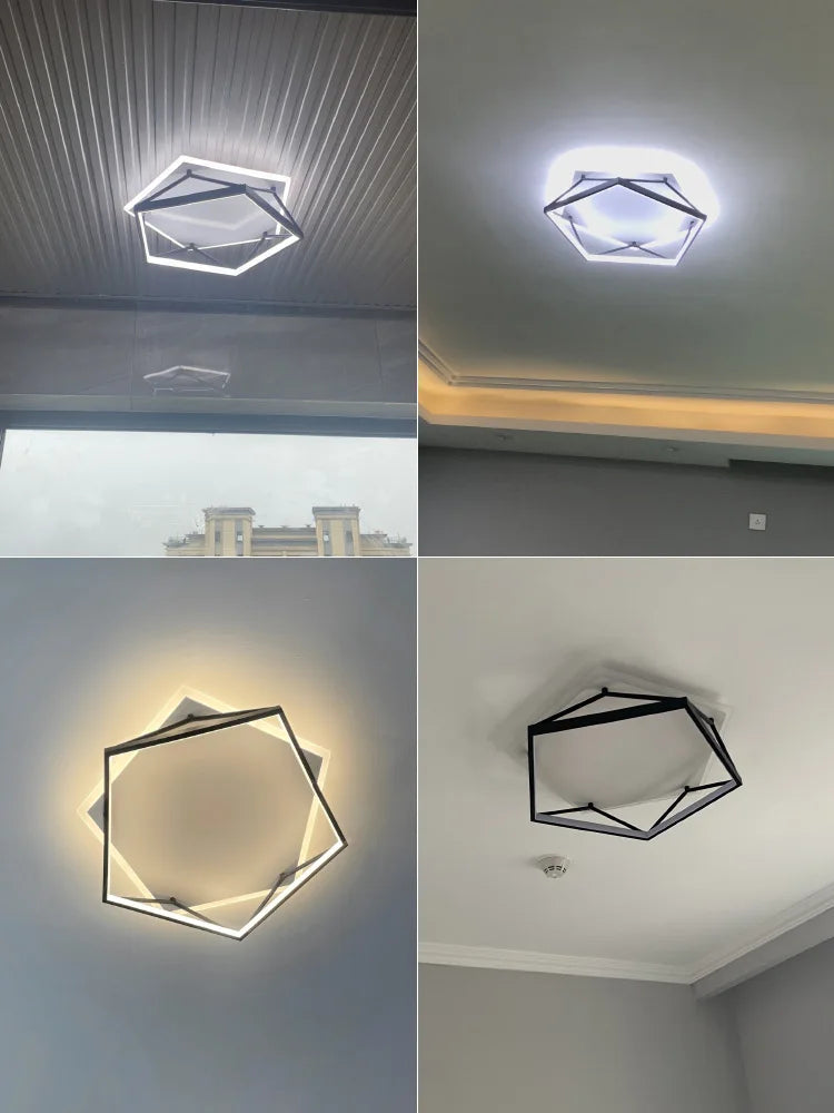 Minimalist nordic geometric LED ceiling light - vue 3 sur 9
