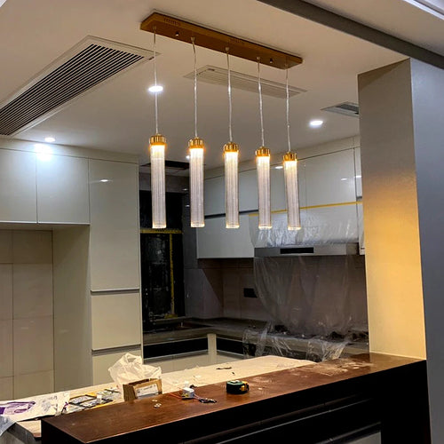 Minimalist Nordic striped glass chandelier for interior decoration - vue 3 sur 7