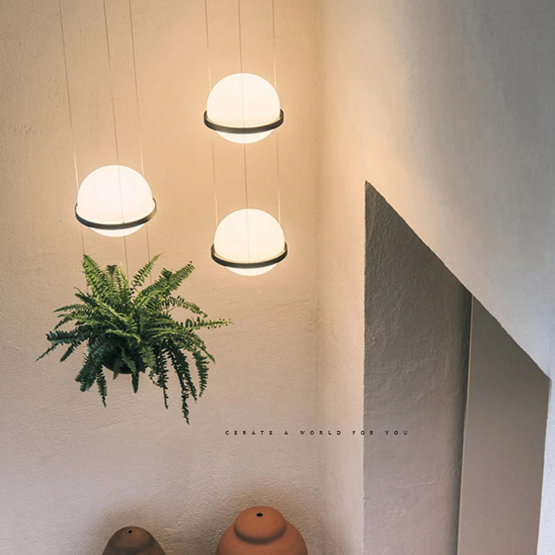 lustre moderne nordique à led avec pot de fleurs suspendu