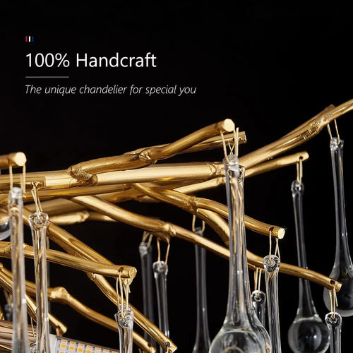 lustre moderne cristal goutte de pluie design élégant pour intérieur décoratif - vue 6 sur 15