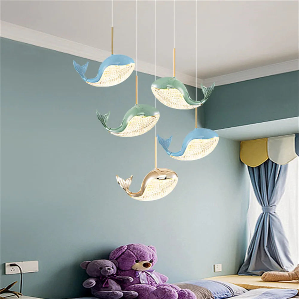 suspension led acrylique dauphin d'or pour enfants - vue 6 sur 10