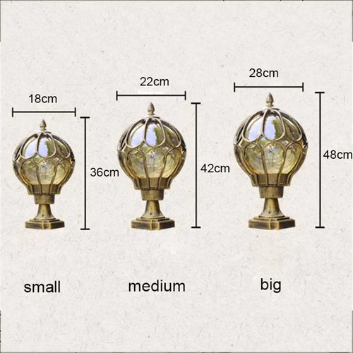 Waterproof Outdoor Pillar Lamp,Vintage Wall Post Light,Retro Garden Landscape Lamp,Villa led Outdoor Garden Lamp Glass Lampshade - vue 3 sur 9