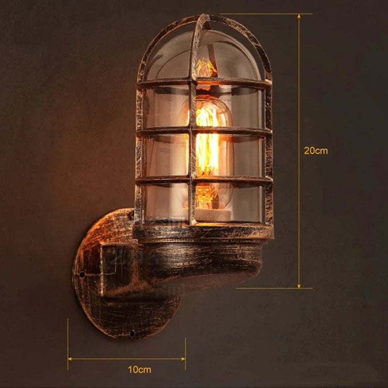 applique murale vintage industriel led fer loft rétro moderne - vue 7 sur 7