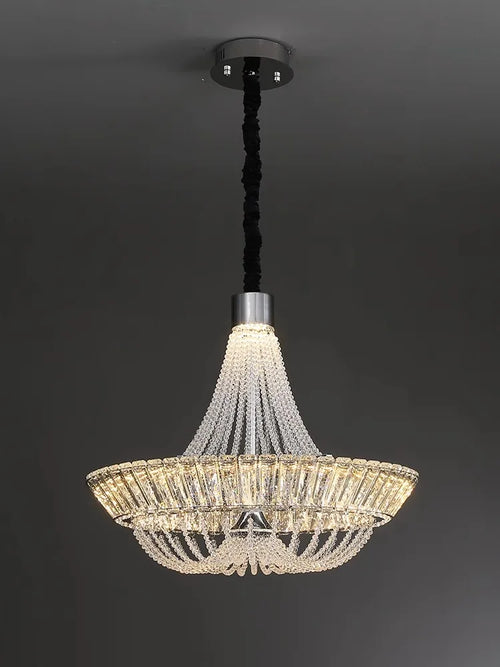 lustre moderne en cristal français led pour hôtel et villa